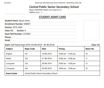 Print Admit Card
