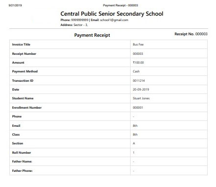 Print Payment Receipt